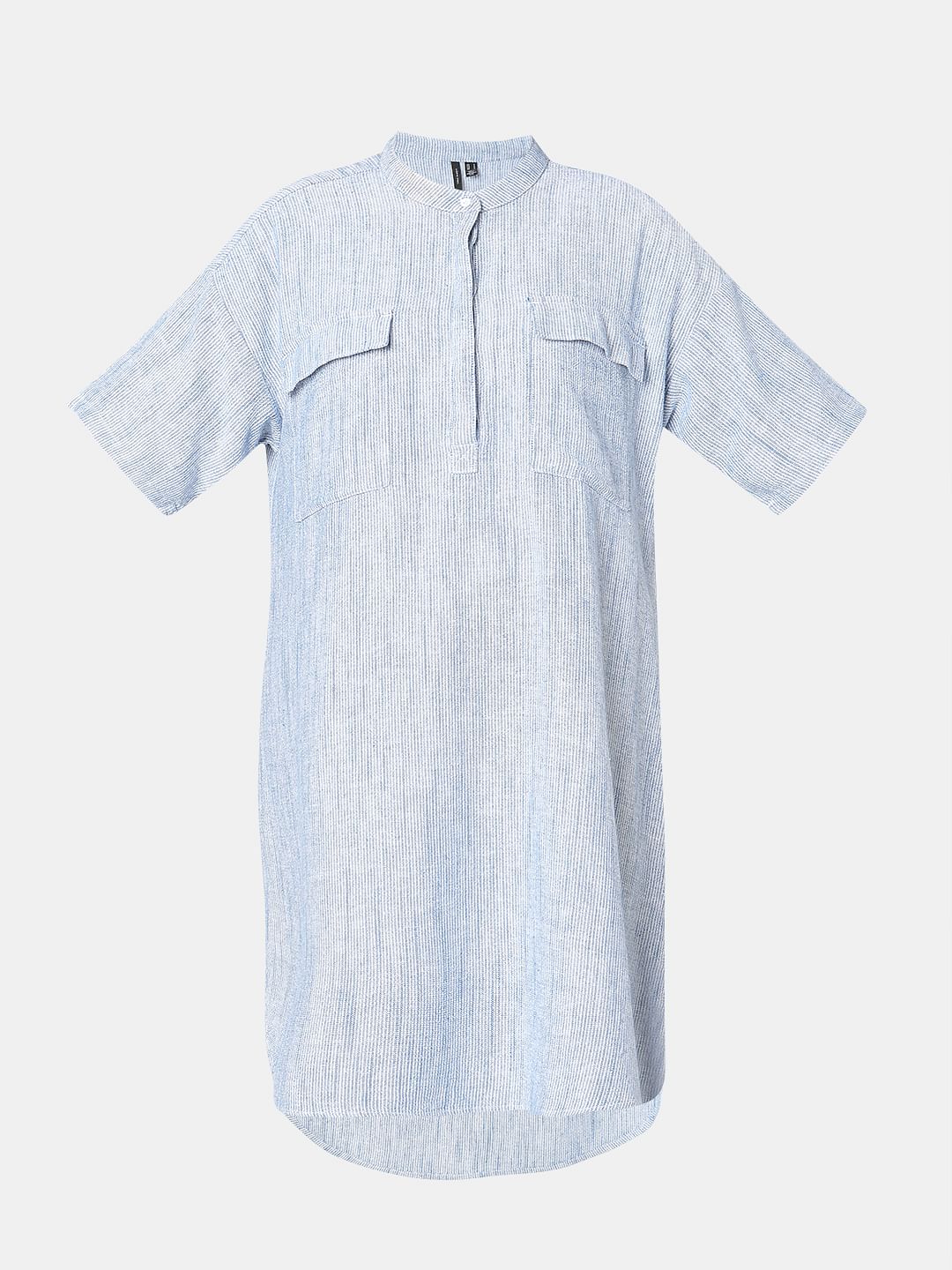 Light Blue Striped Tunic Dress