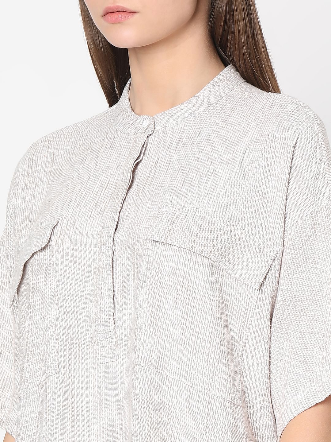 Light Brown Striped Tunic Dress