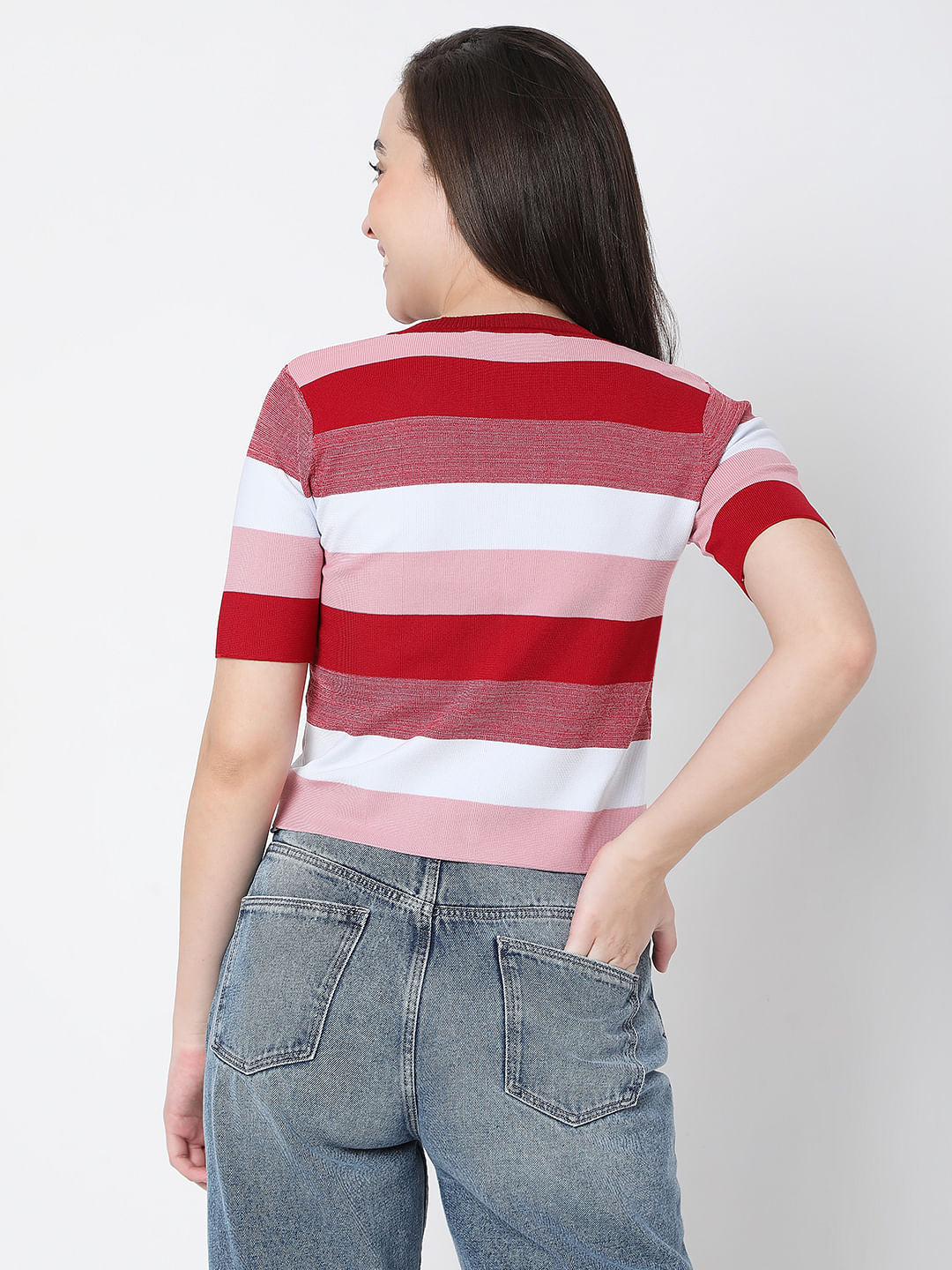 White Striped Knit Top