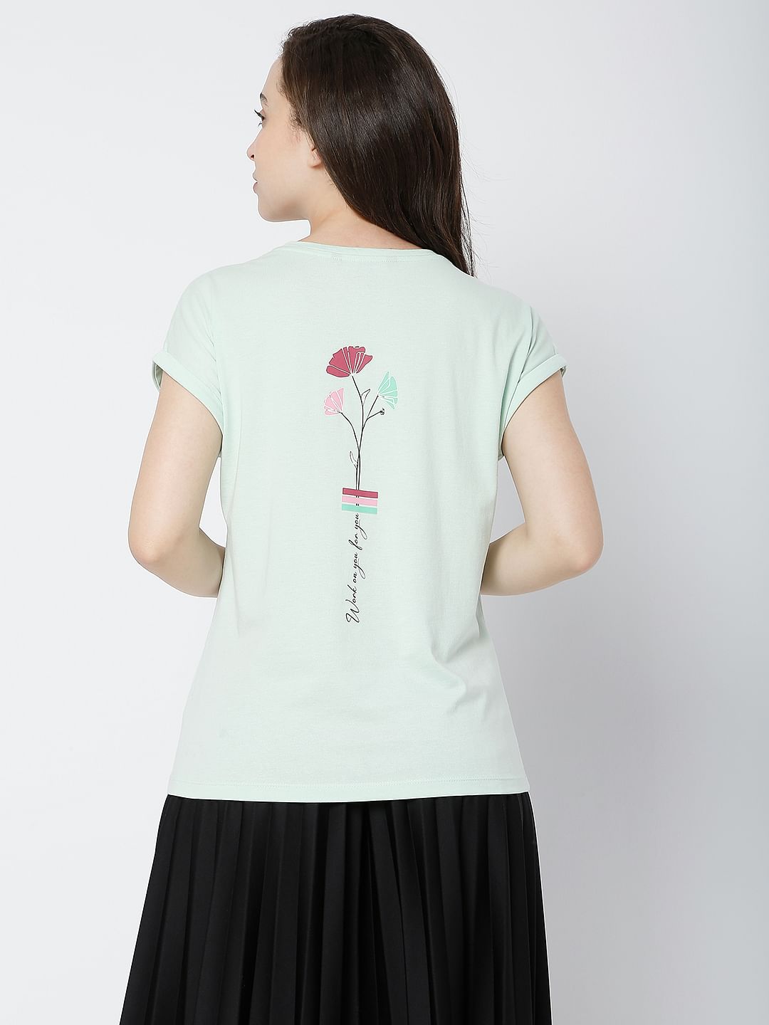 Green Floral Print T-Shirt