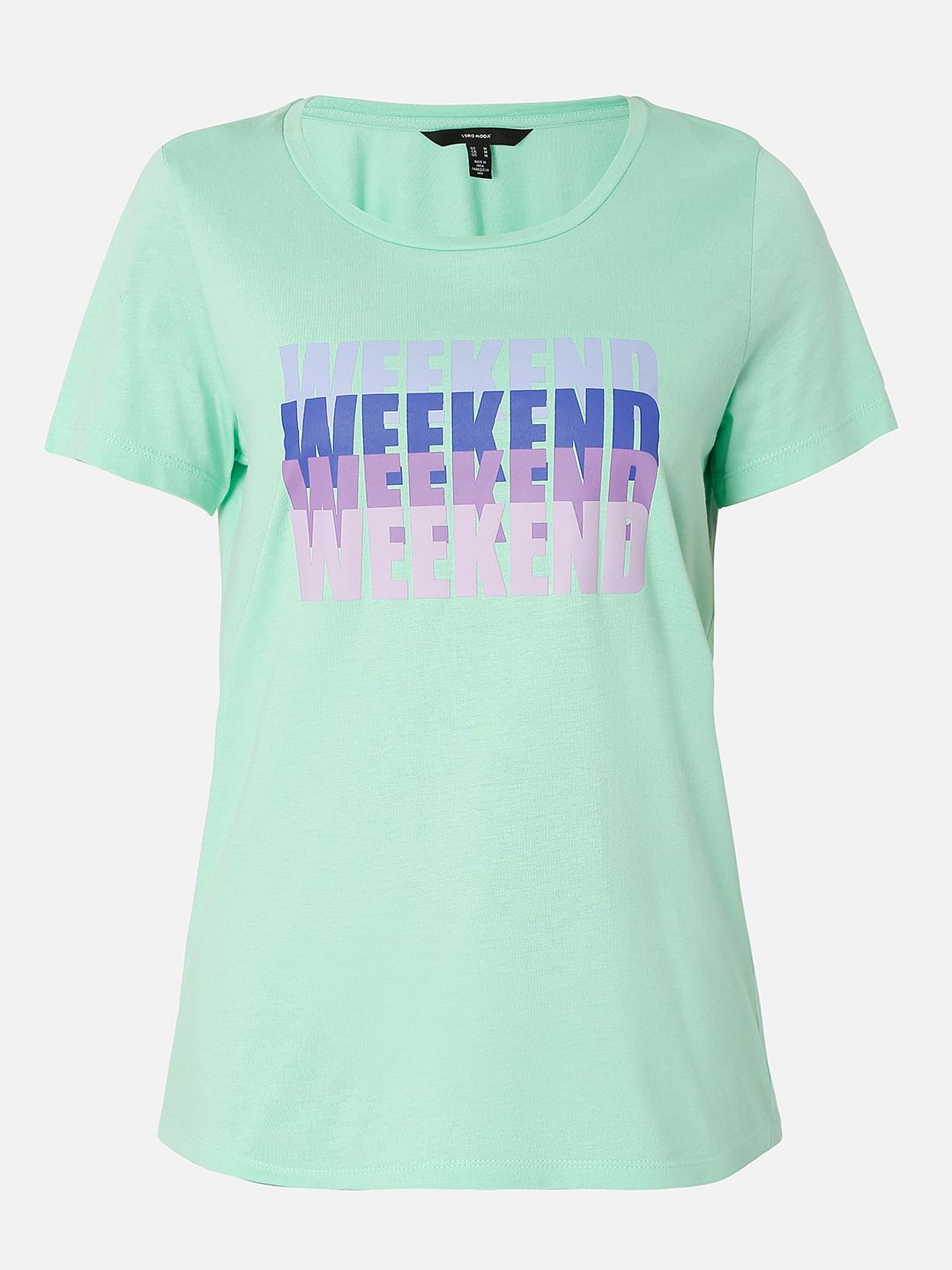 Green Text Print T-Shirt