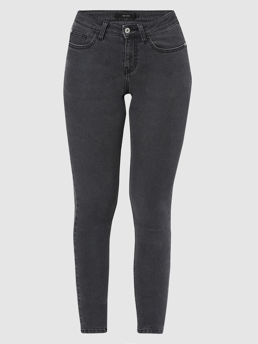 Grey Mid Rise Pushup Wendy Skinny Jeans