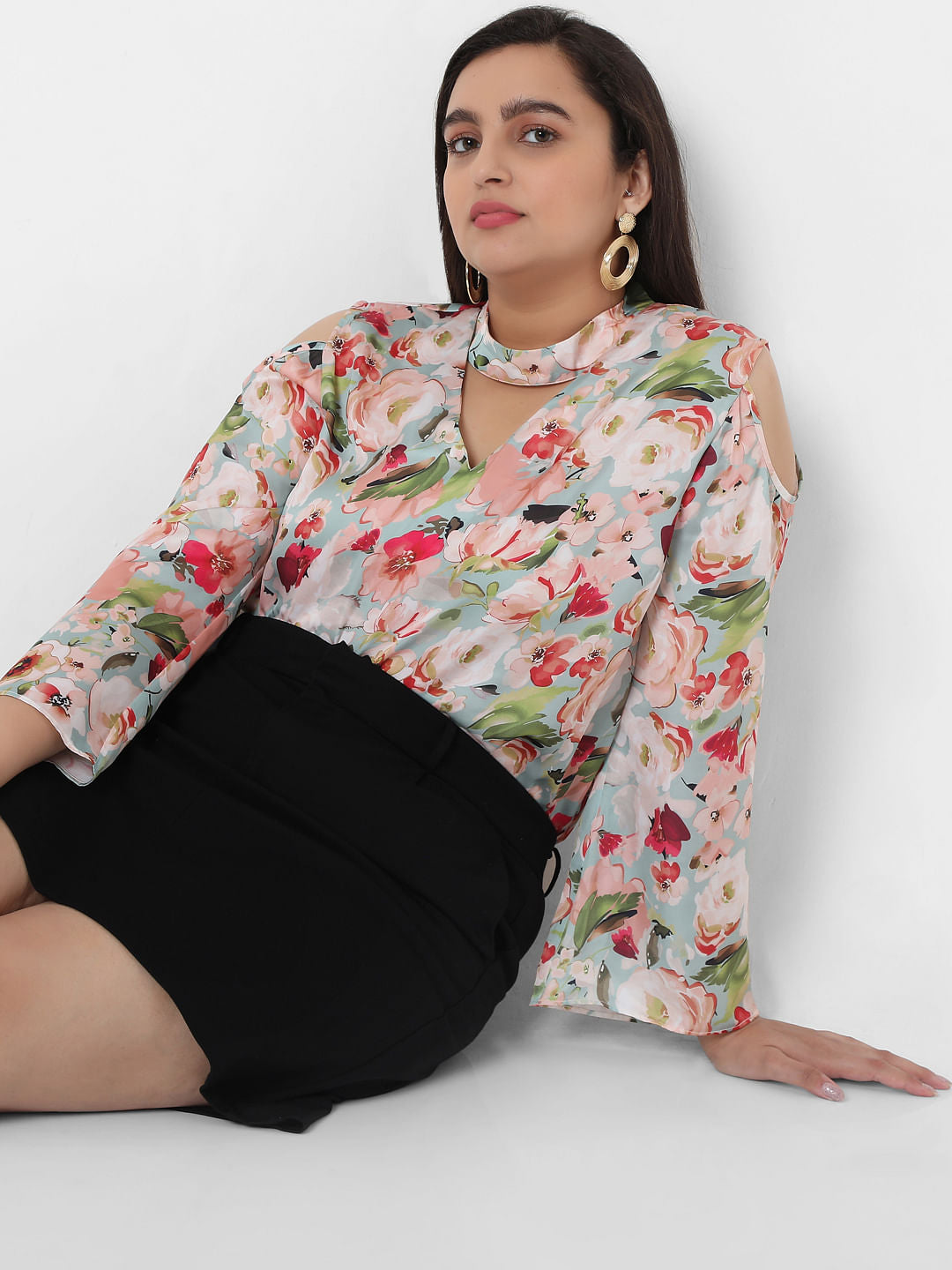 Curve Green Floral Top