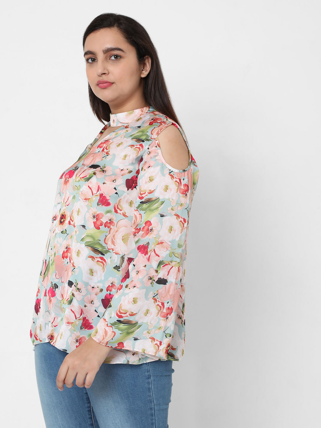 Curve Green Floral Top