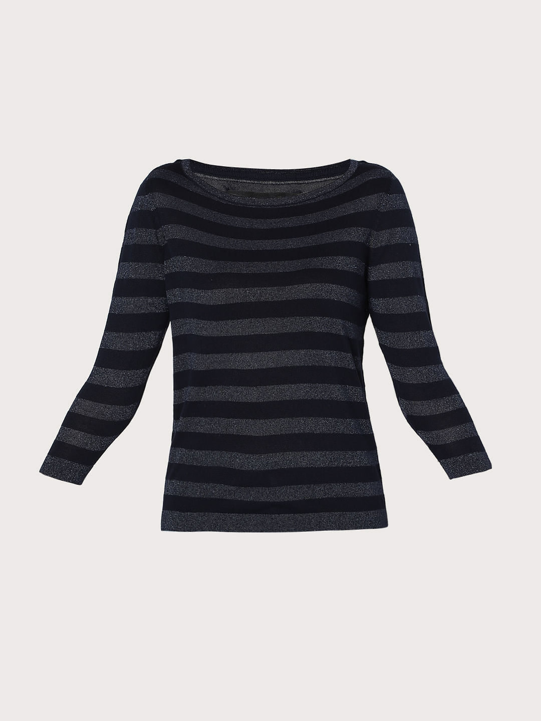 Blue Striped Knit Top