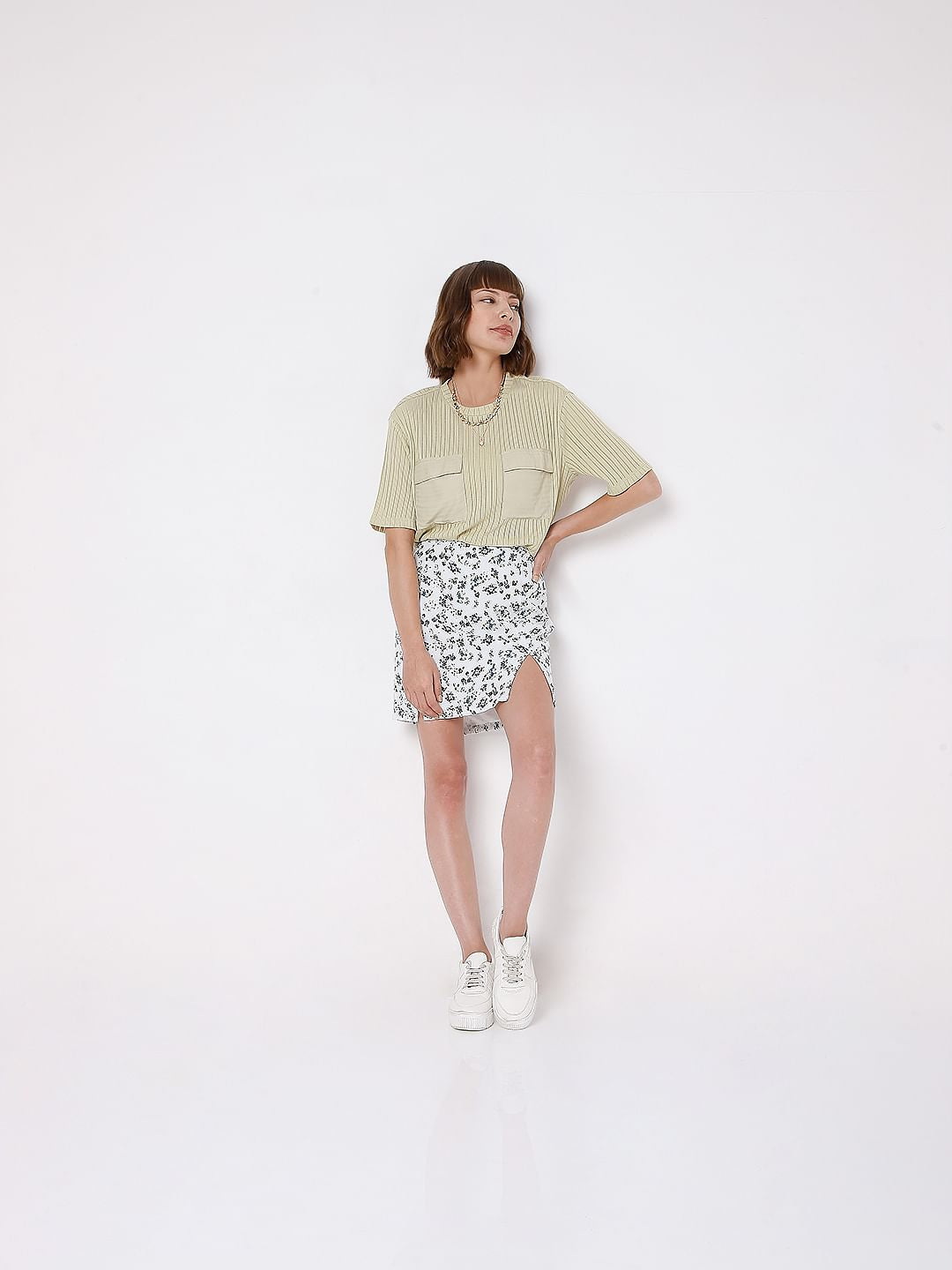 Green Ribbed T-Shirt