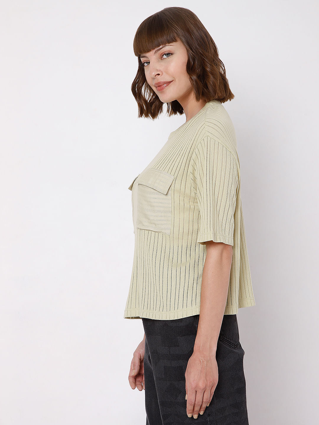 Green Ribbed T-Shirt