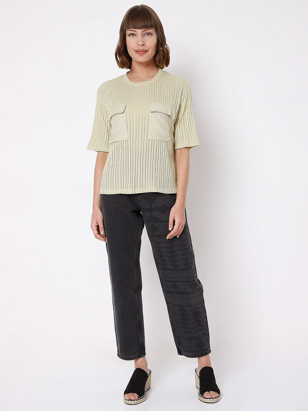 Green Ribbed T-Shirt