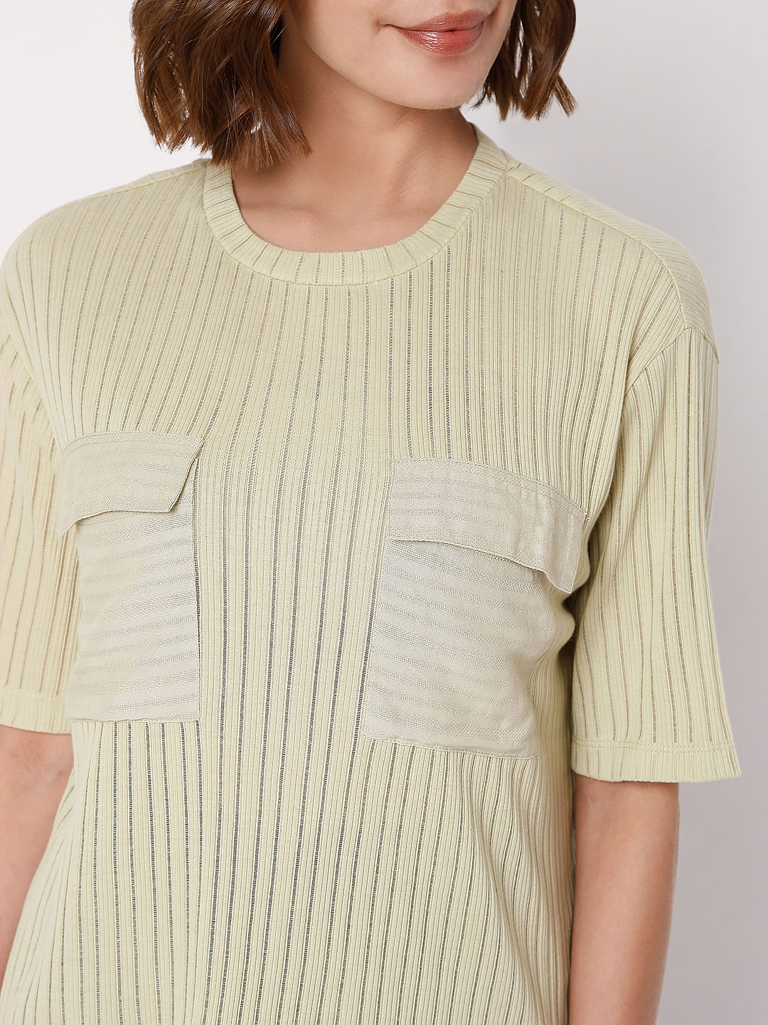 Green Ribbed T-Shirt