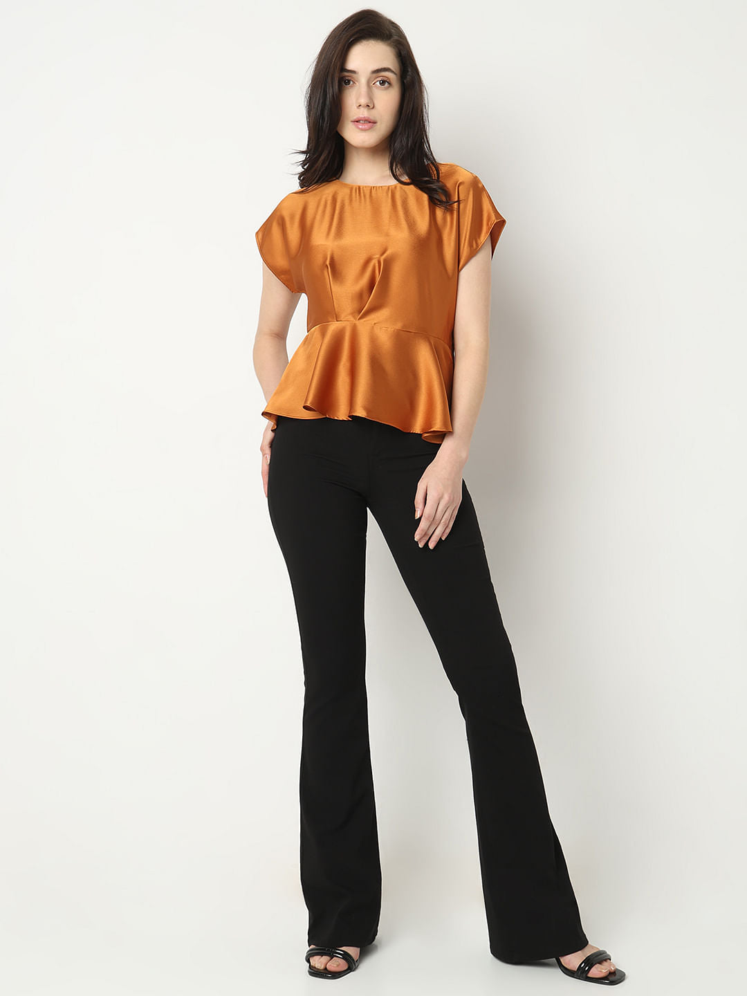 トップス VERO PEPURAMU TOP Copper Peplum Top