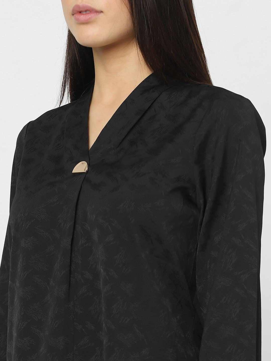 Black Jacquard Printed Top