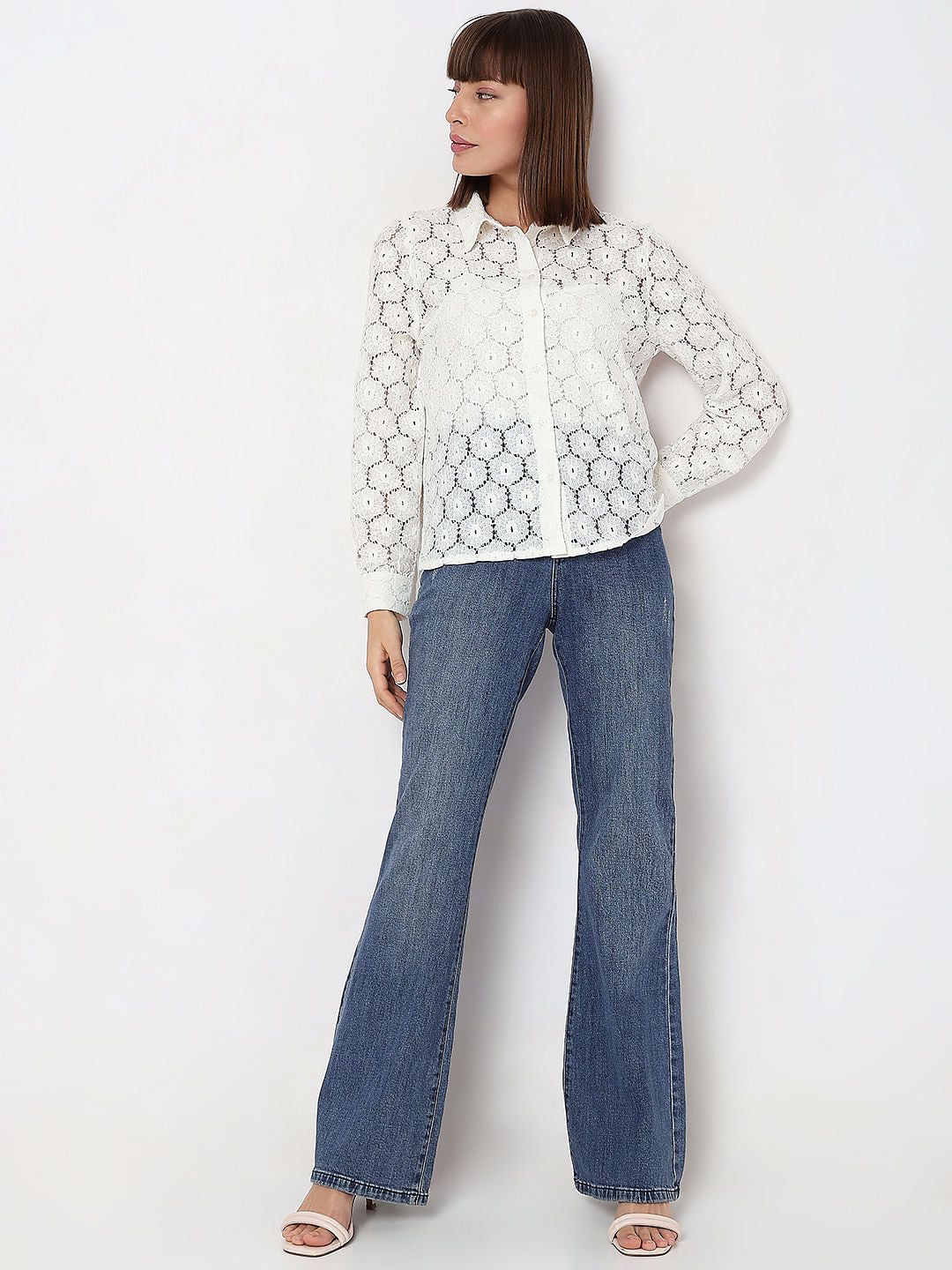 White Floral Lace Shirt