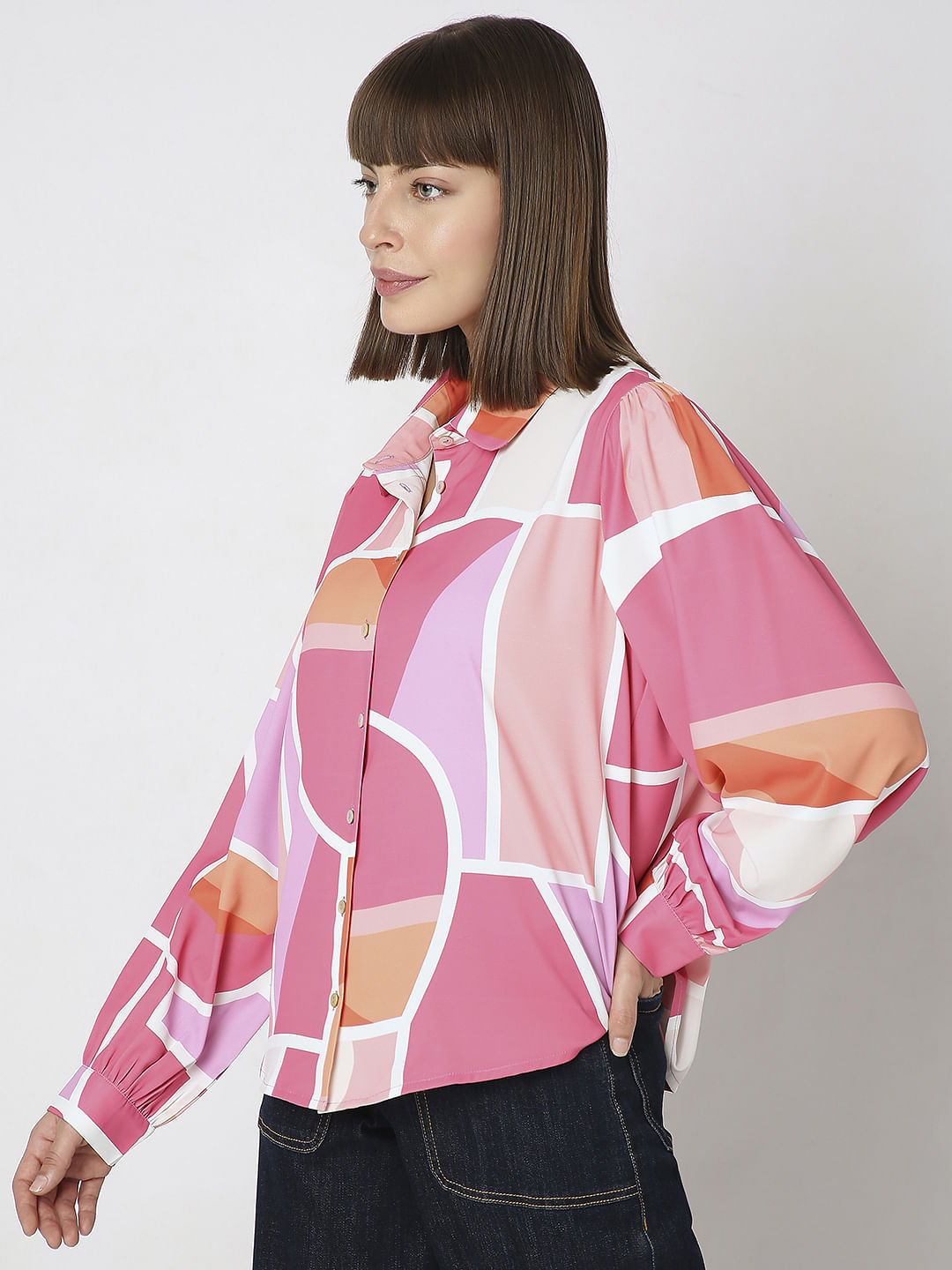 Pink Colourblocked Shirt