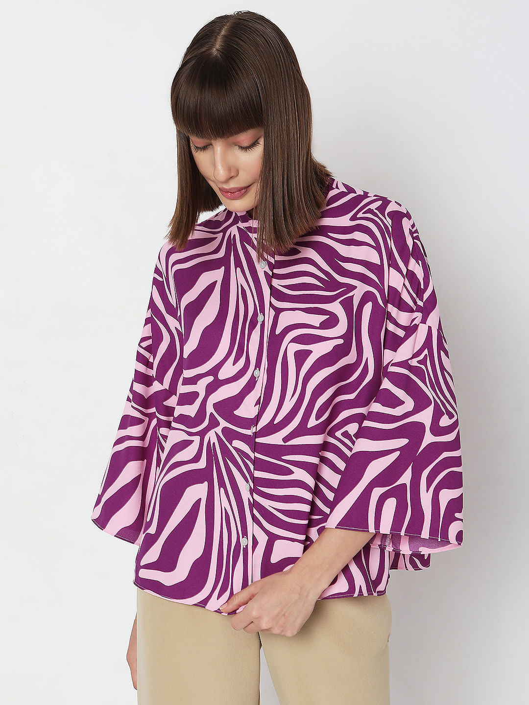 Purple Abstract Print Shirt