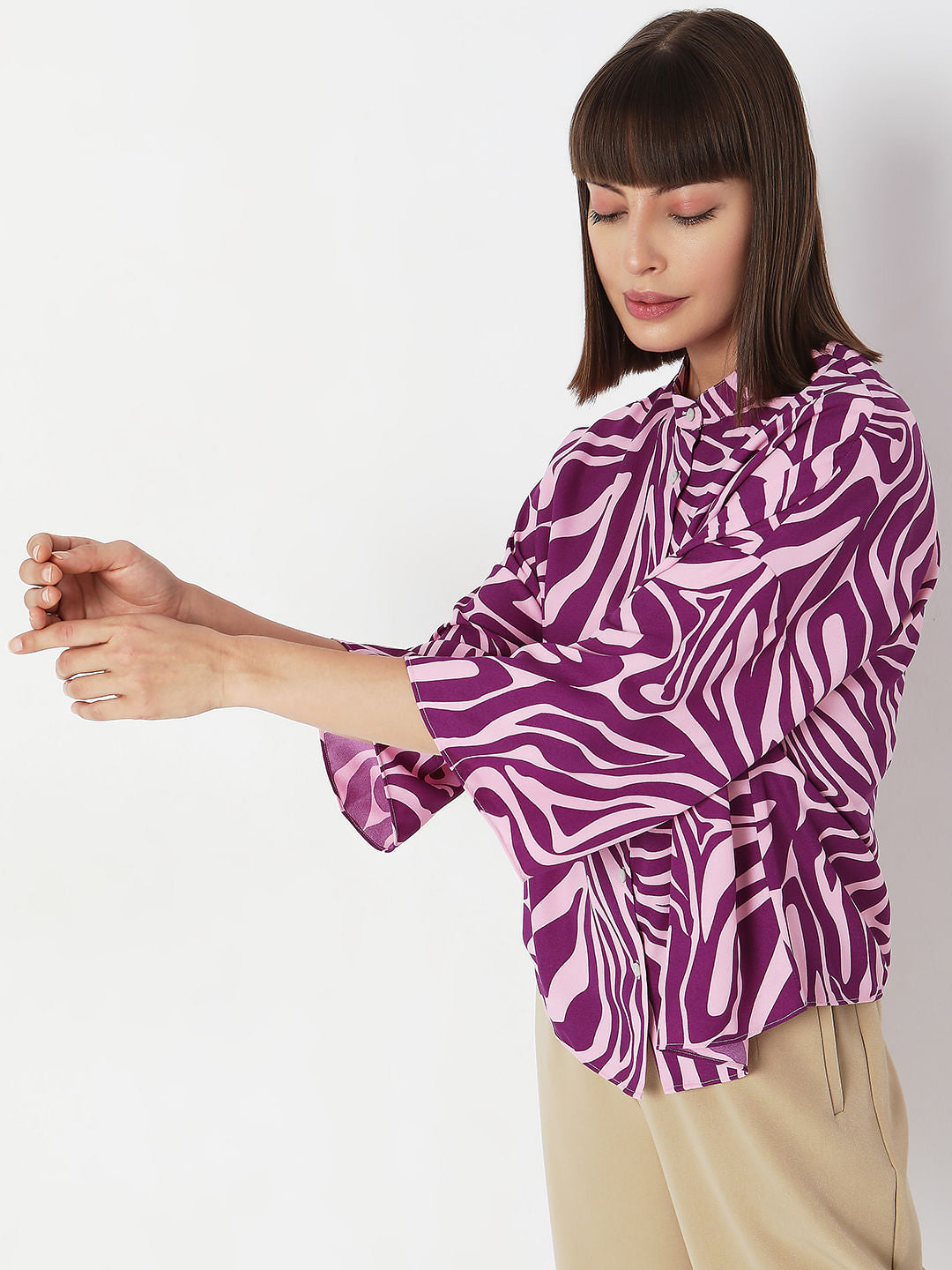Purple Abstract Print Shirt