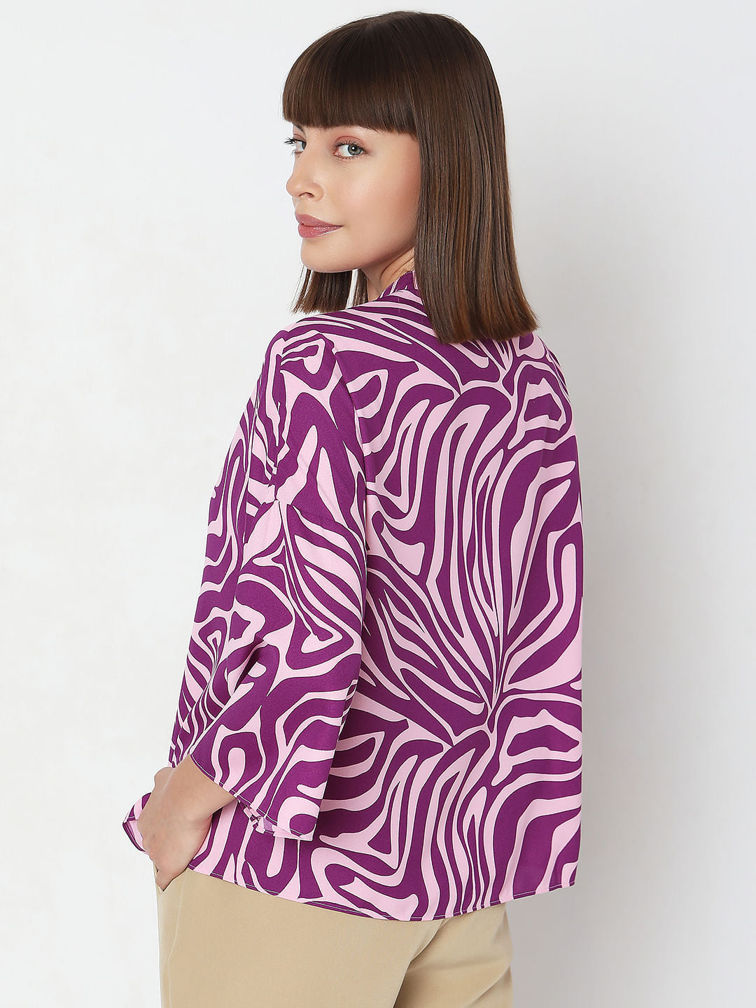 Purple Abstract Print Shirt