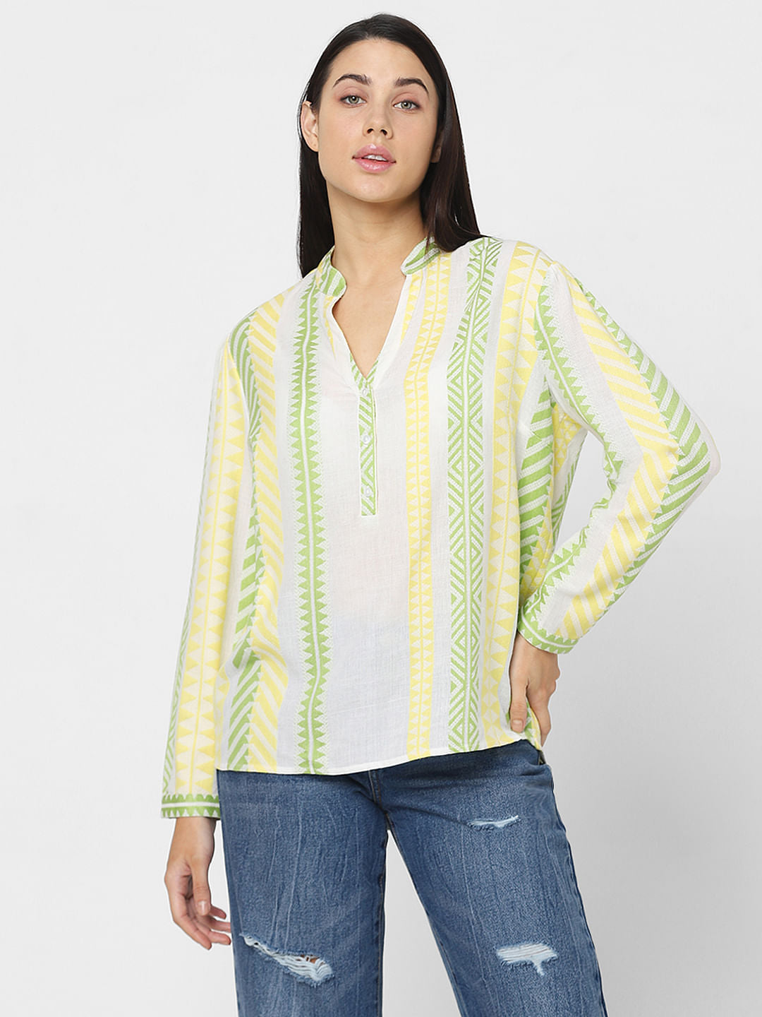 Cream Printed Top