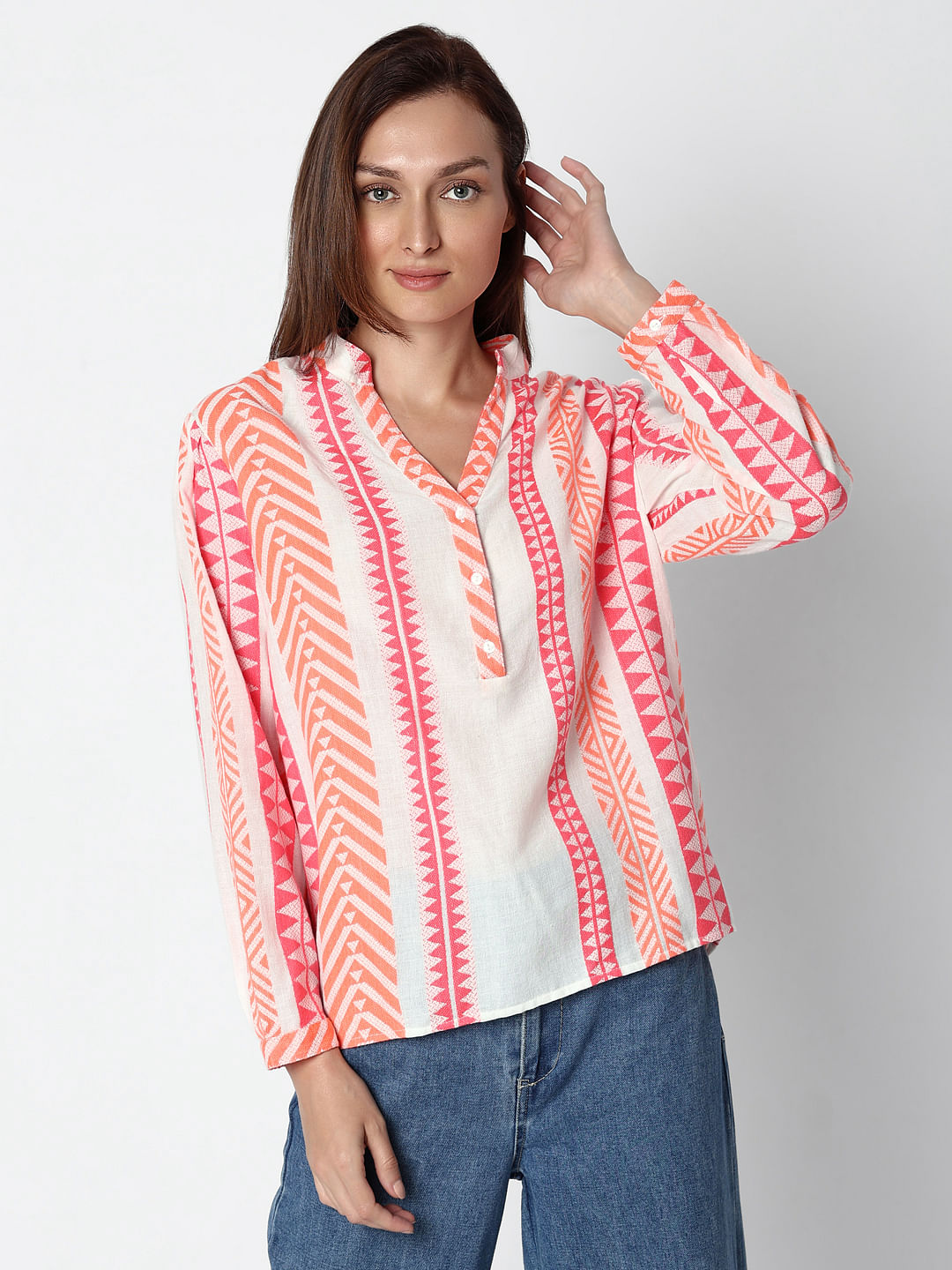 Coral Pink Printed Top