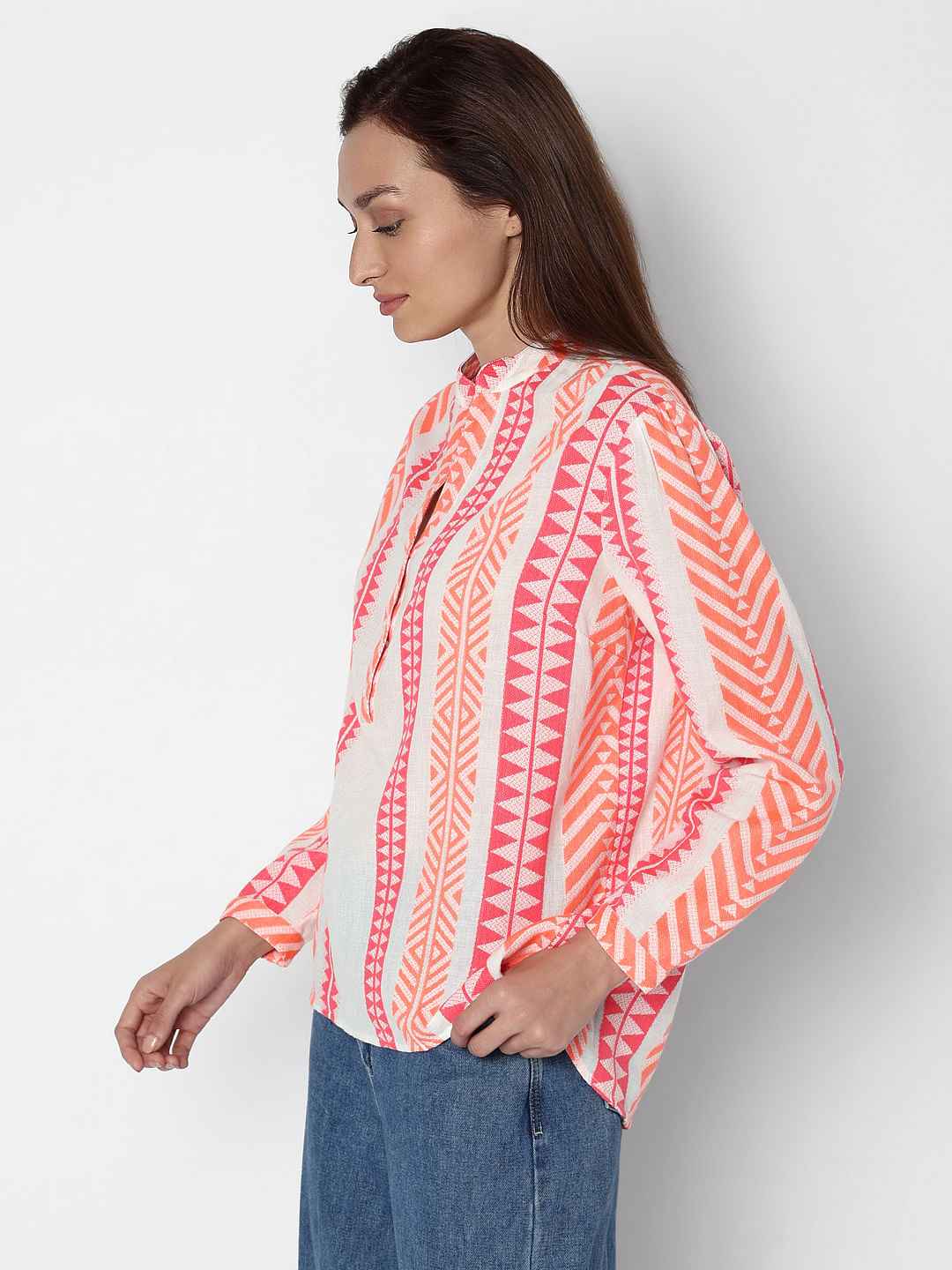 Coral Pink Printed Top