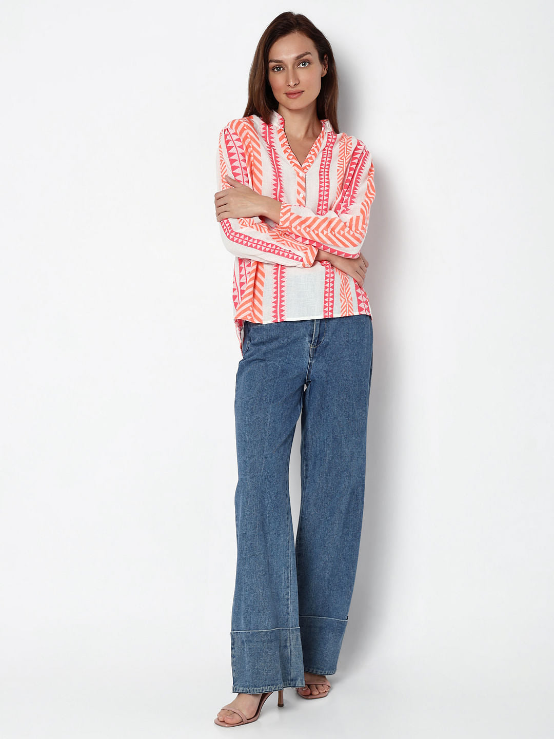 Coral Pink Printed Top