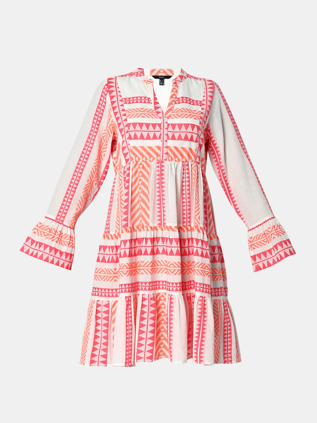 Coral Pink Printed Shift Dress