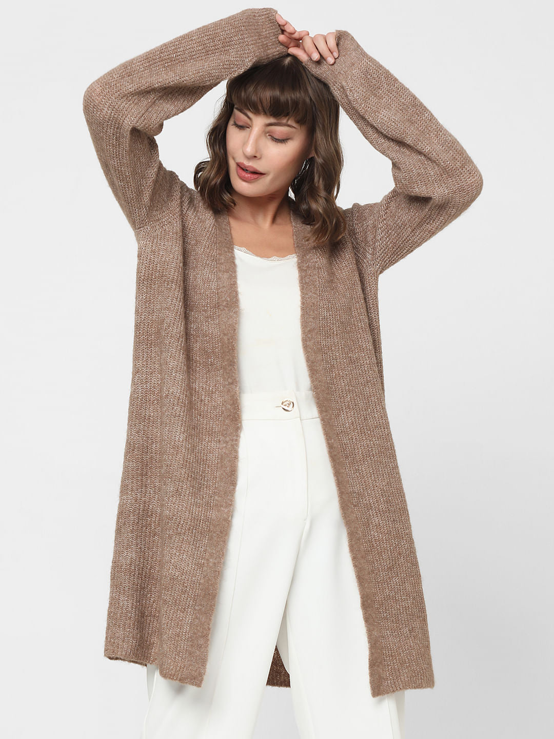 Brown Front Open Cardigan