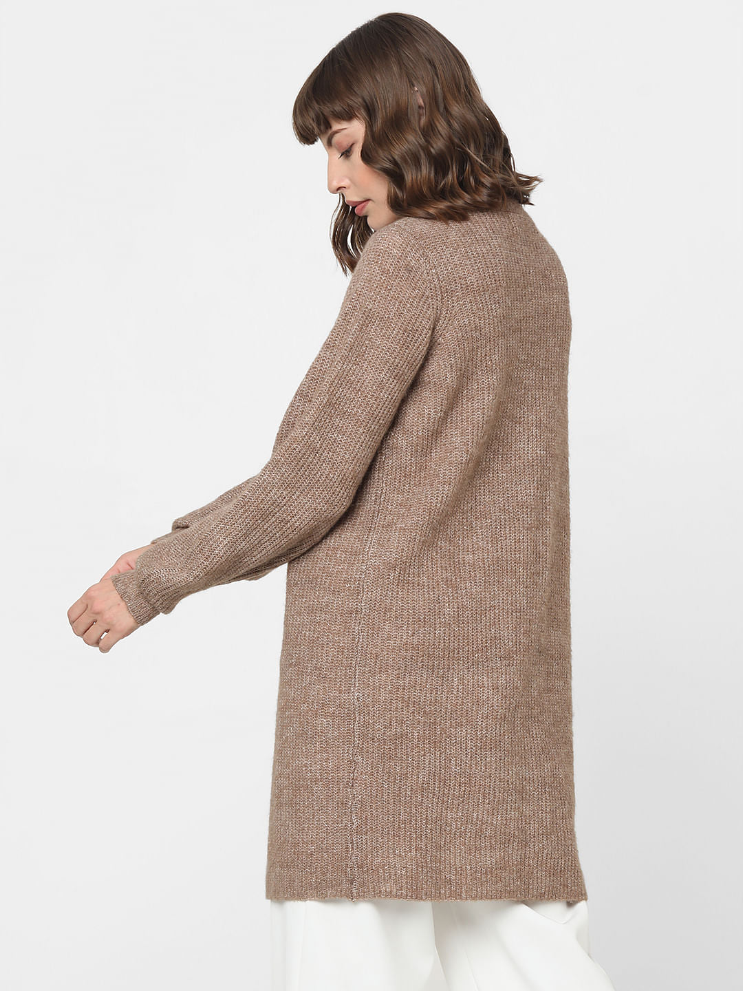 Brown Front Open Cardigan