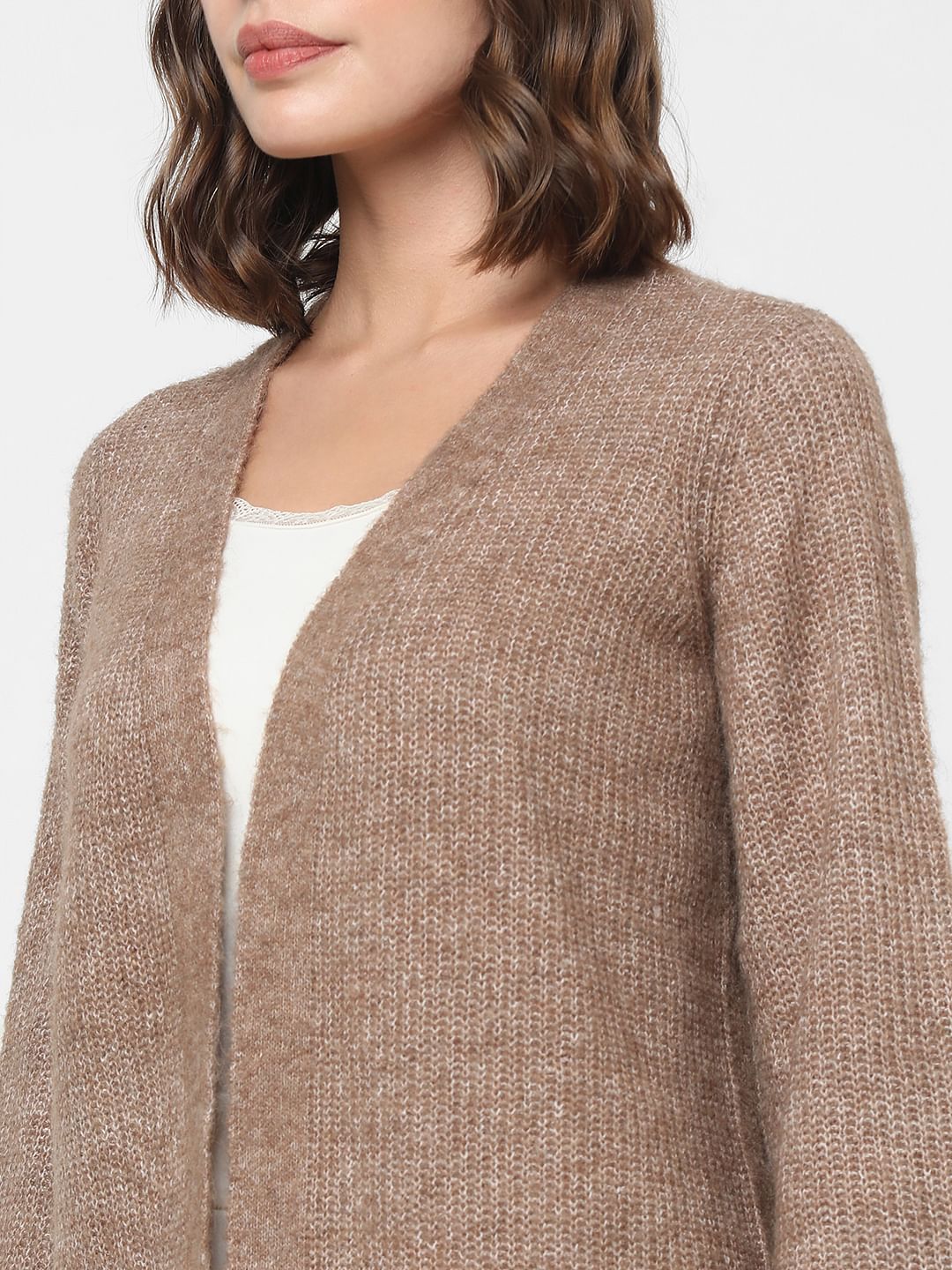 Brown Front Open Cardigan