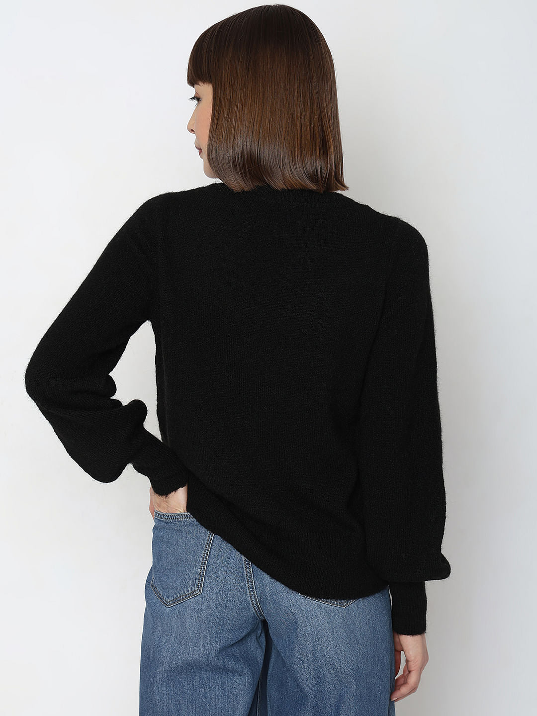 Black V-Neck Pullover