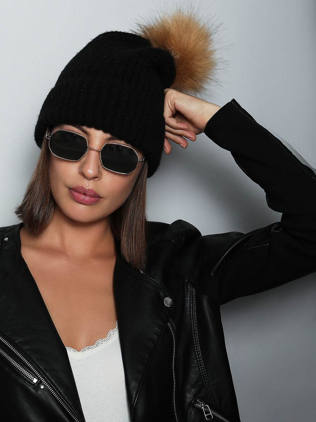 Black Pom Pom Beanie