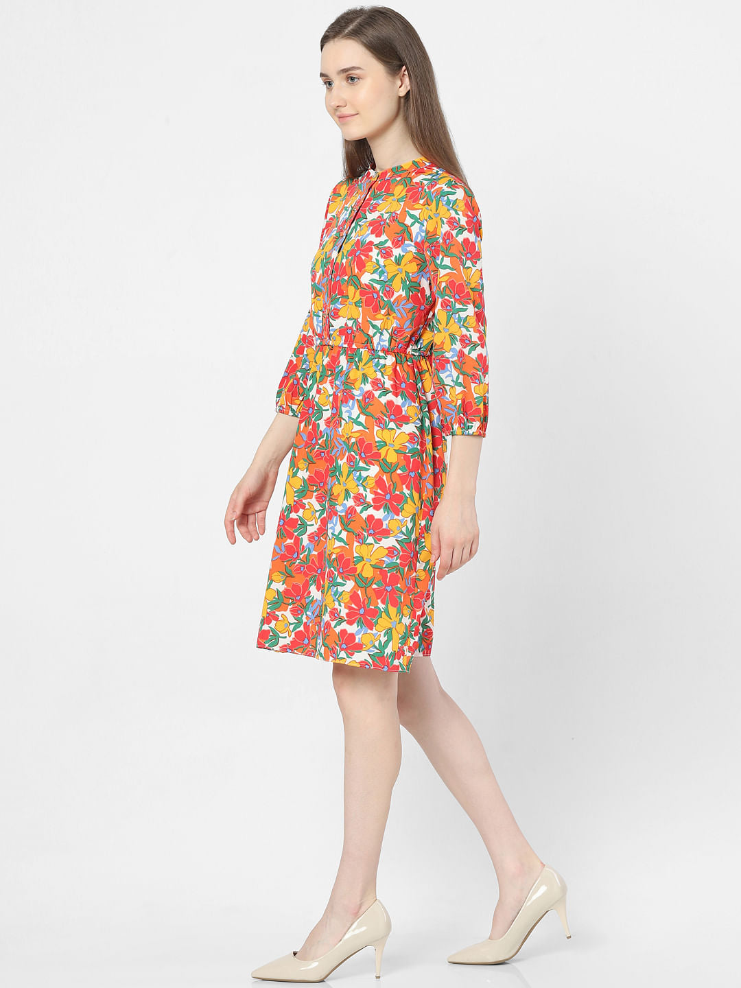 Pink Floral Print Dress