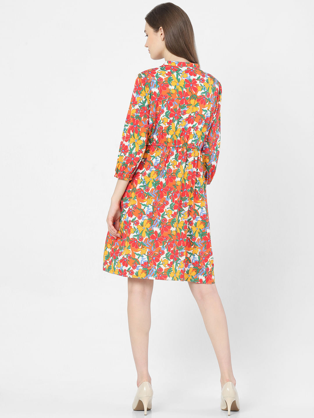 Pink Floral Print Dress