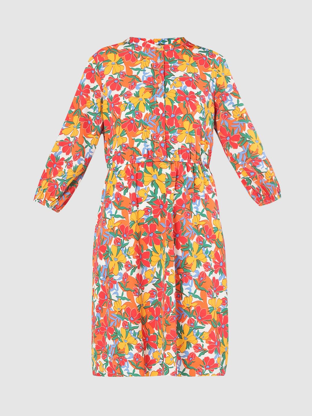 Pink Floral Print Dress