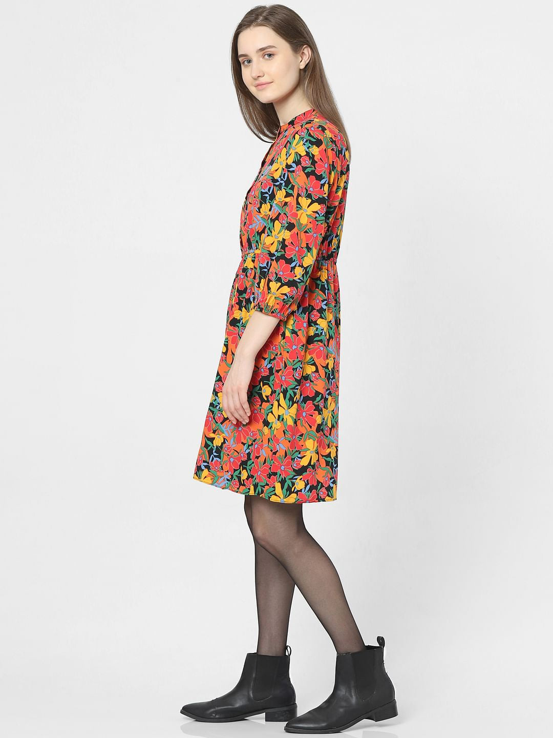 Red Floral Print Shift Dress