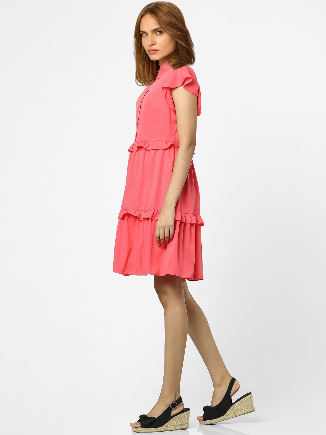 Pink Tiered Shirt Dress
