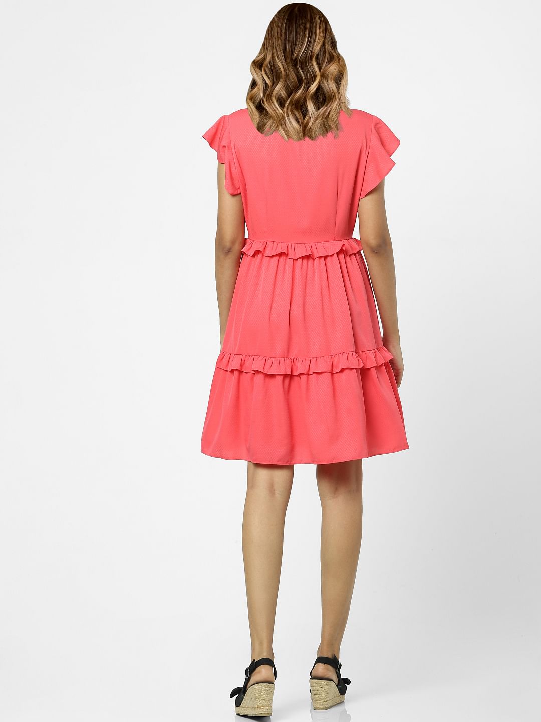 Pink Tiered Shirt Dress