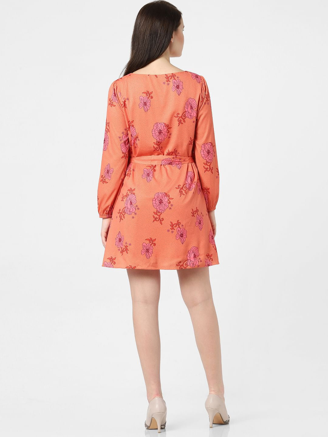 Orange Floral Shift Dress