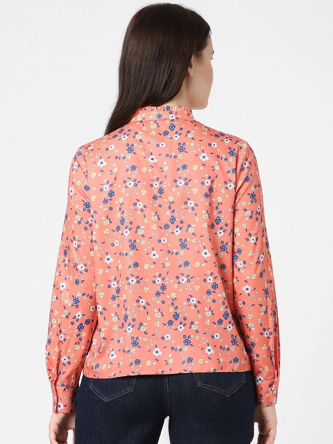 Orange Floral Print Top