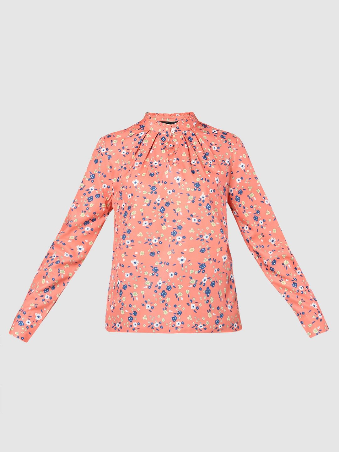 Orange Floral Print Top