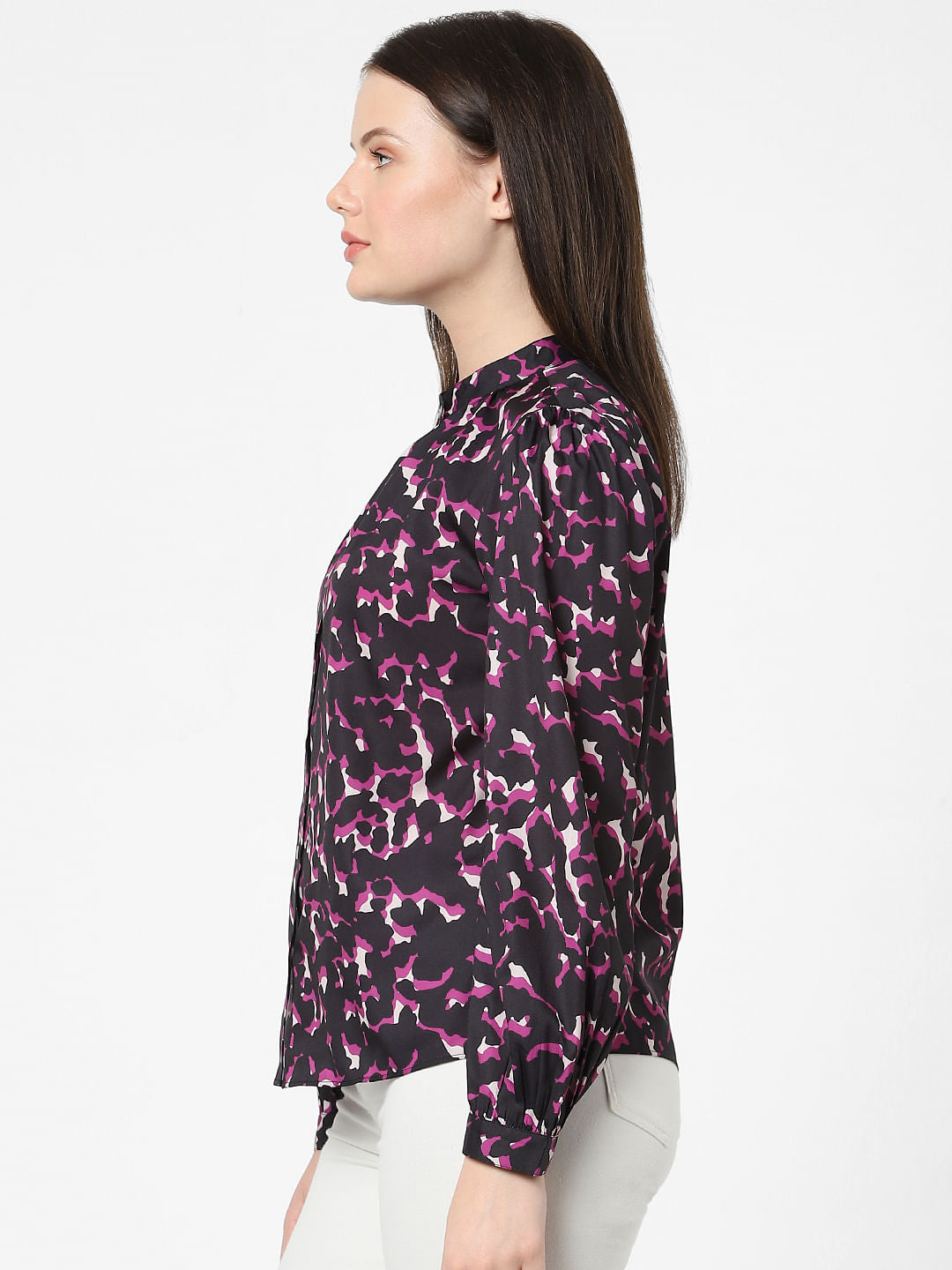 Black Abstract Print Top