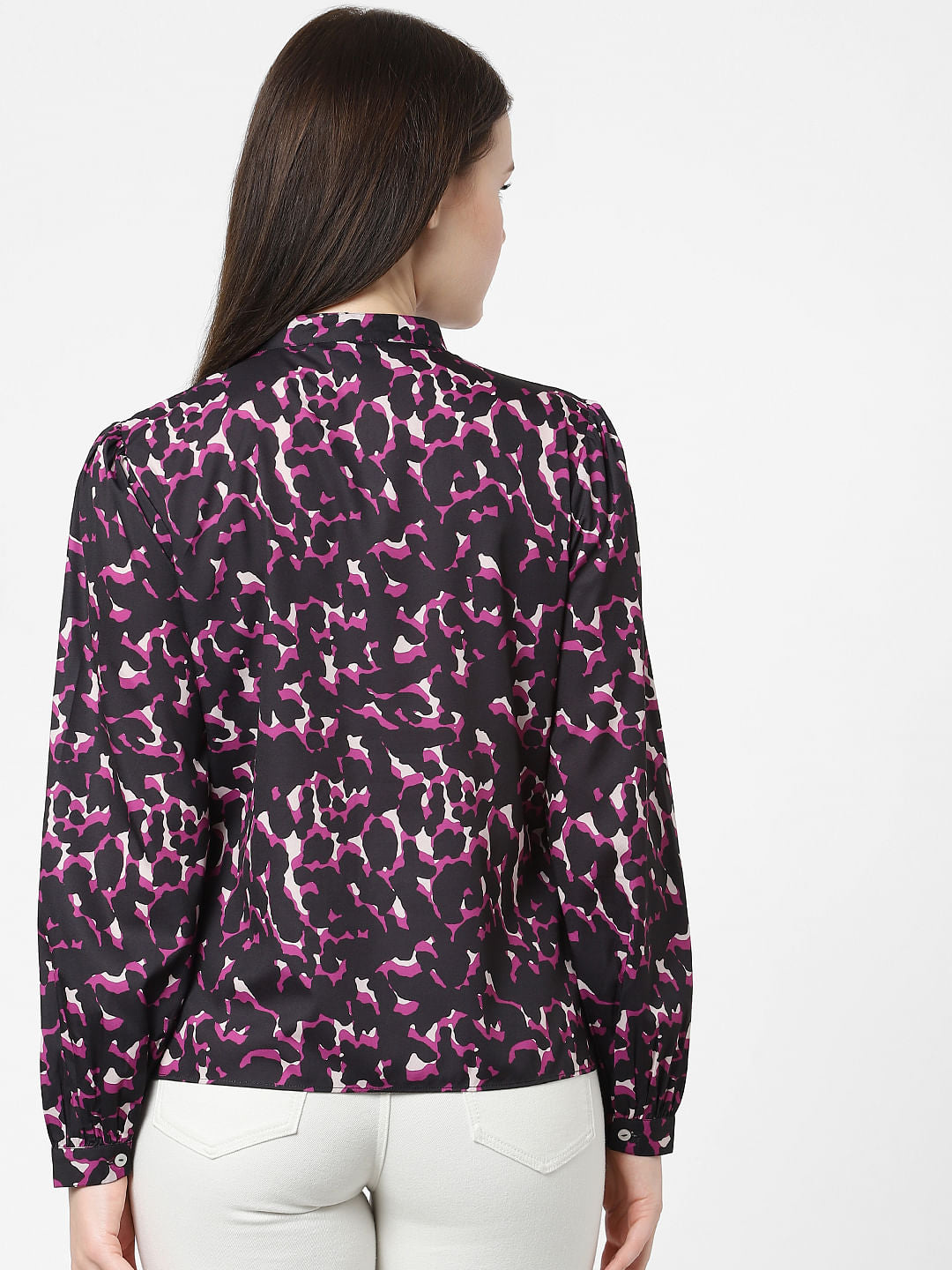 Black Abstract Print Top