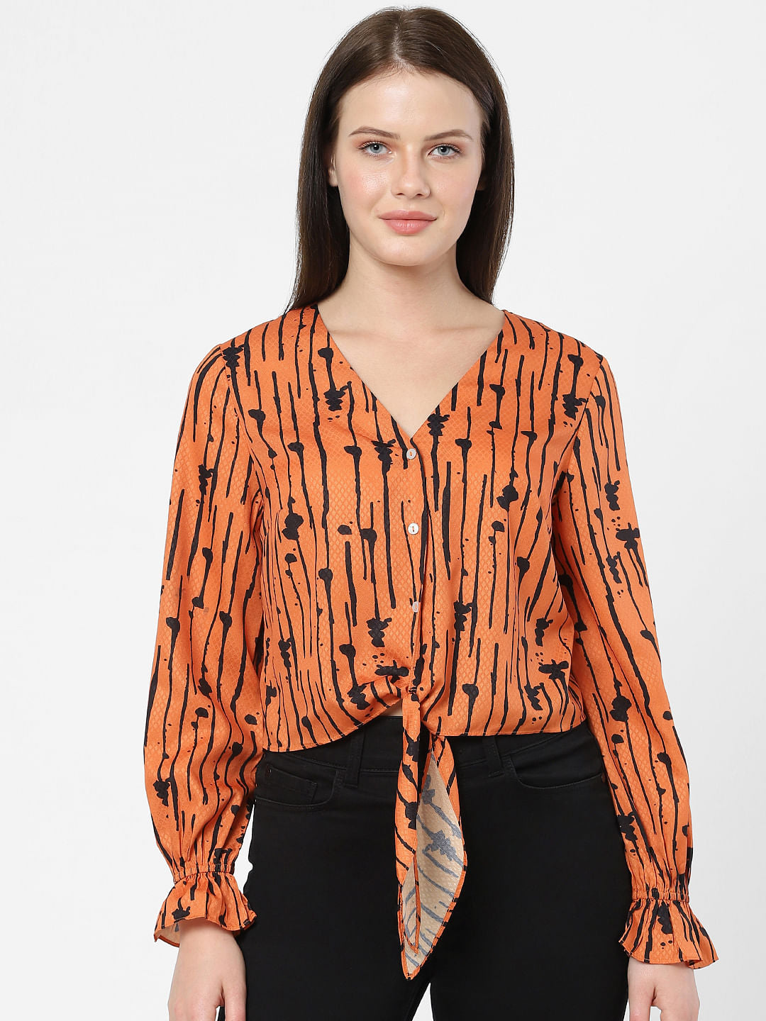 Orange Printed Top