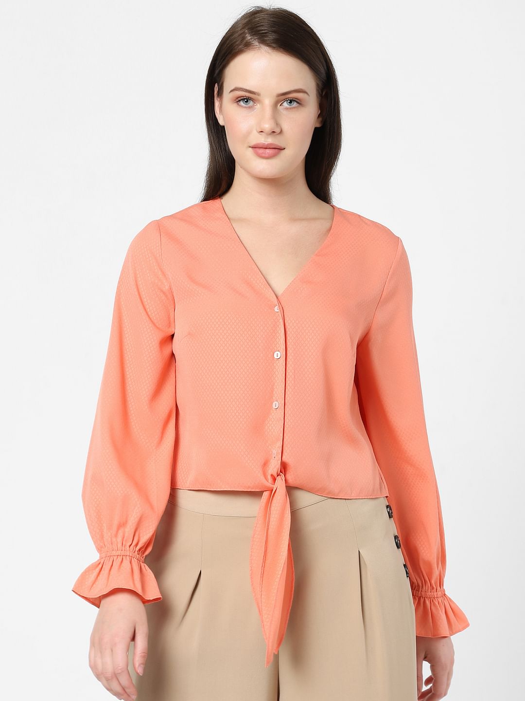 Orange Front Knot Top