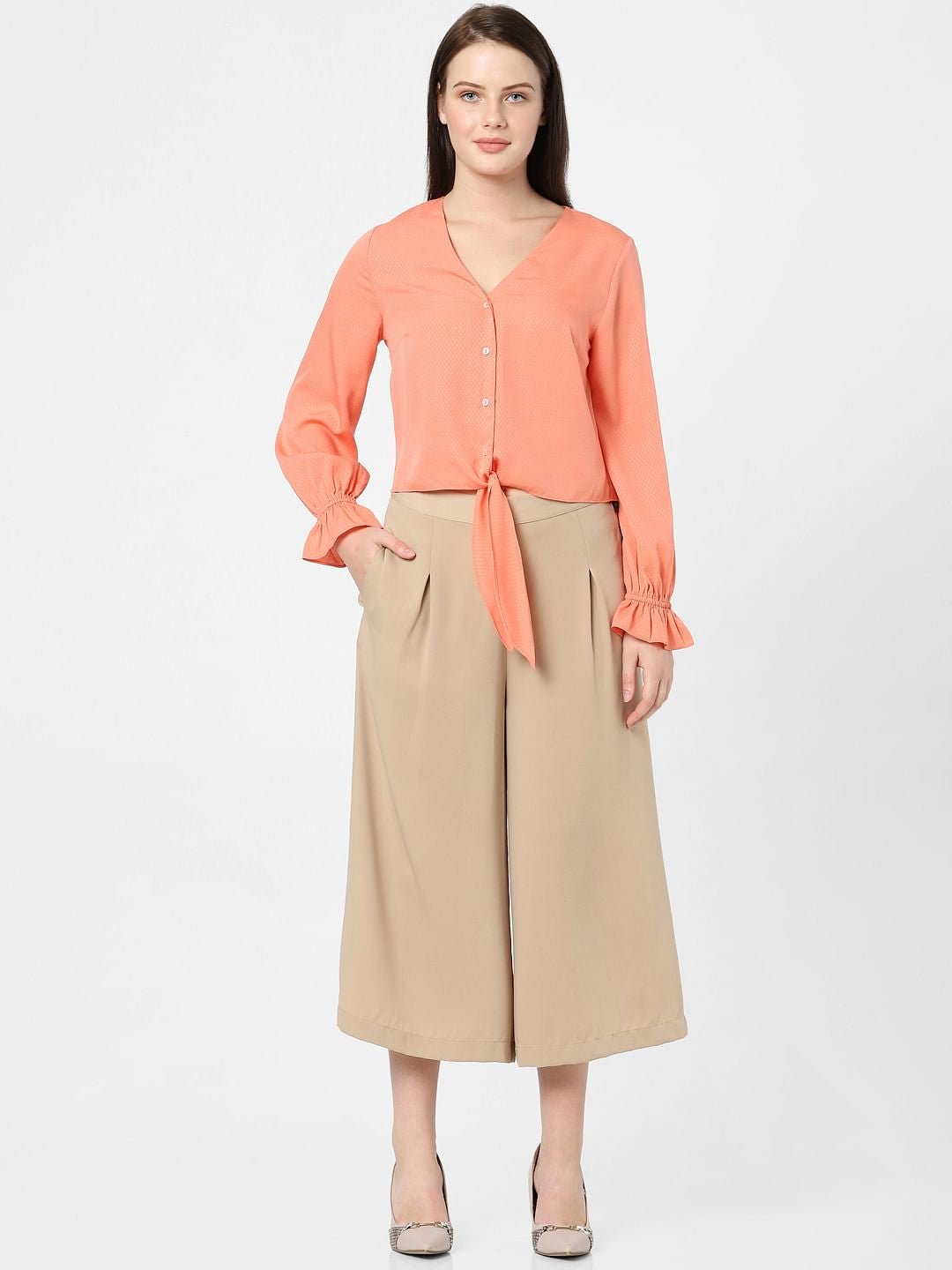 Orange Front Knot Top