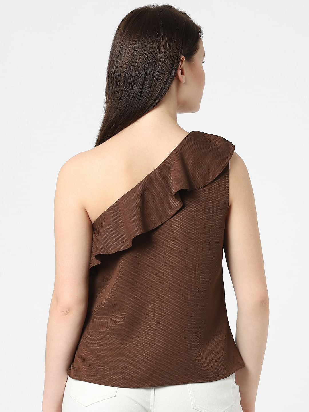 Dark Coffee One Shoulder Top