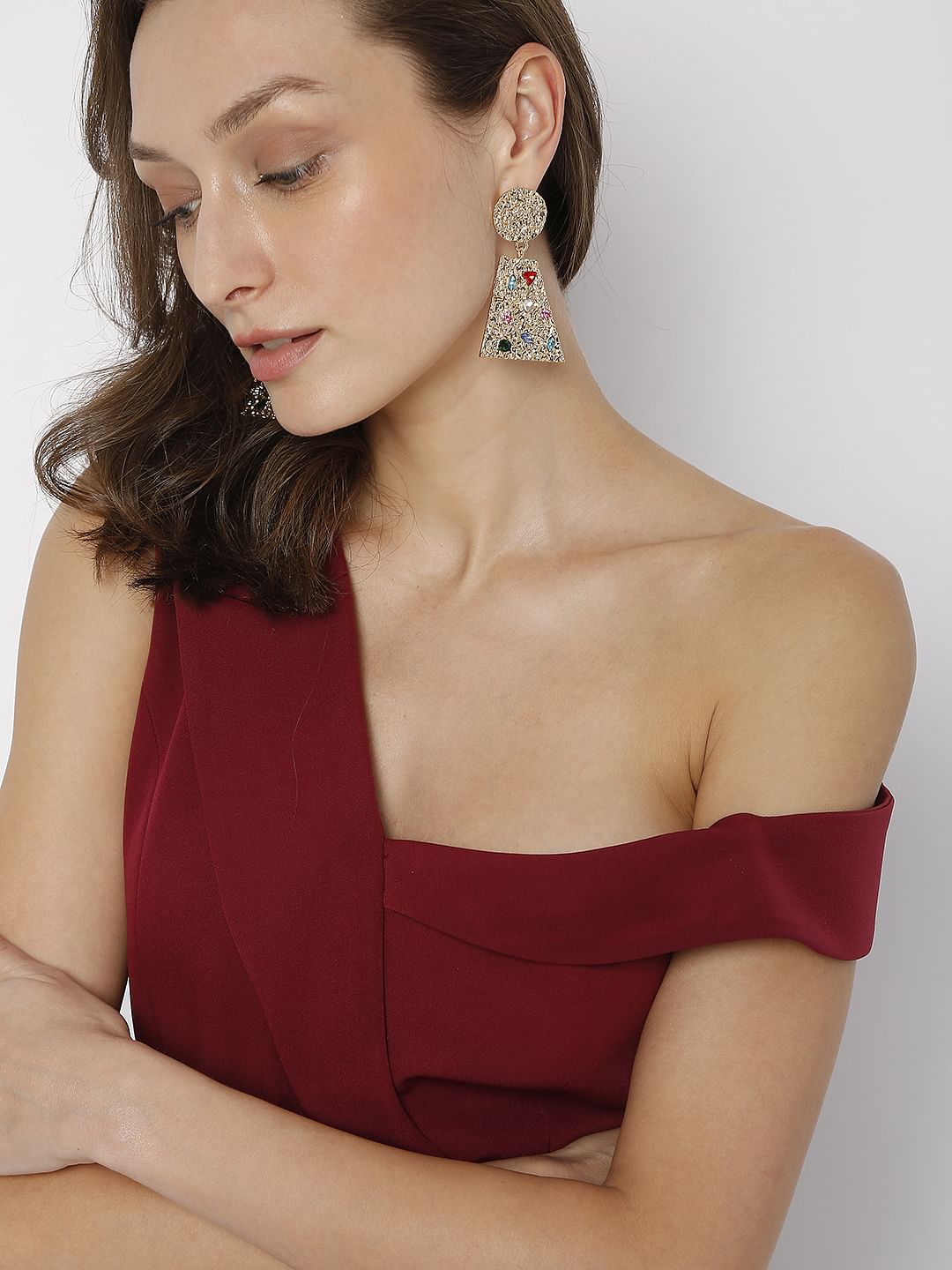 Golden Stone Plated Earrings