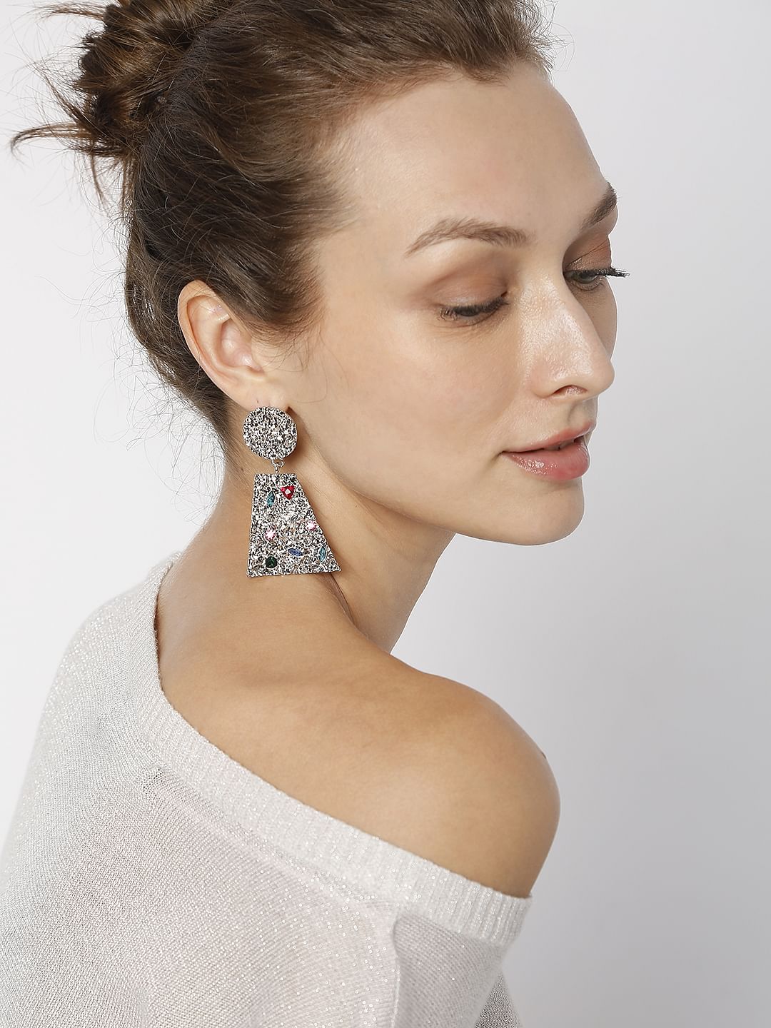 Silver Stone Plated Earrings