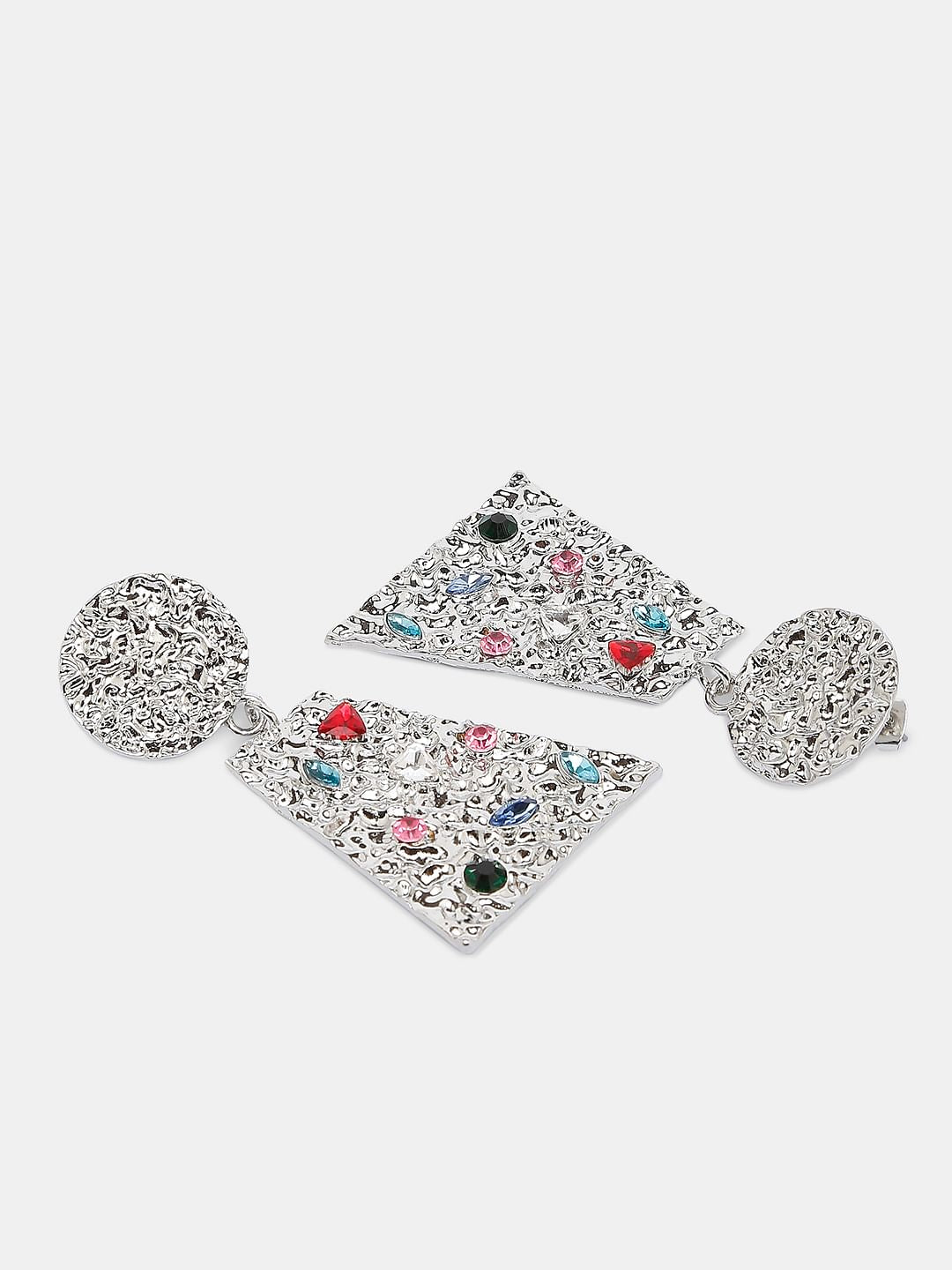 Silver Stone Plated Earrings