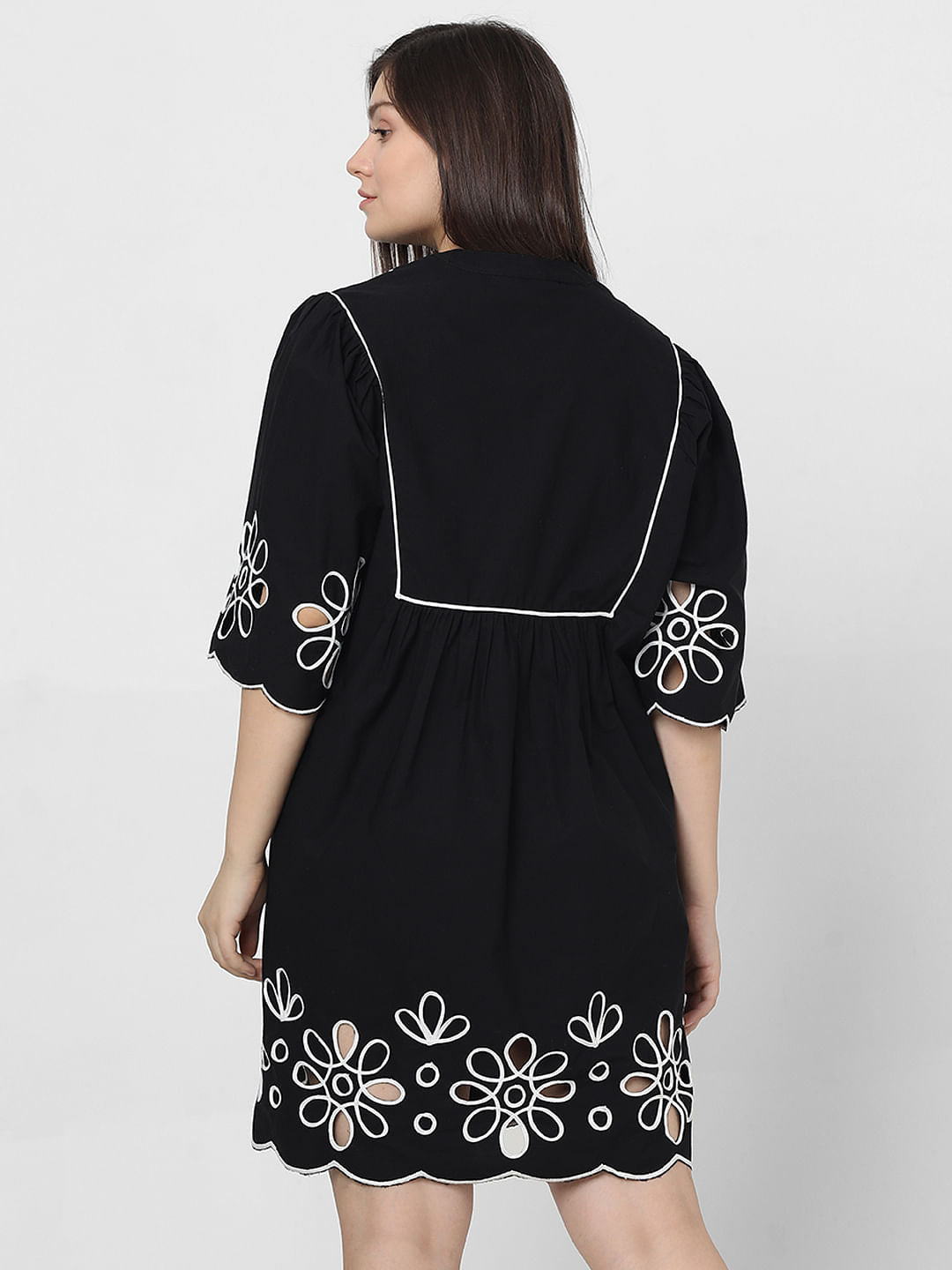 Curve Black Cutwork Shift Dress