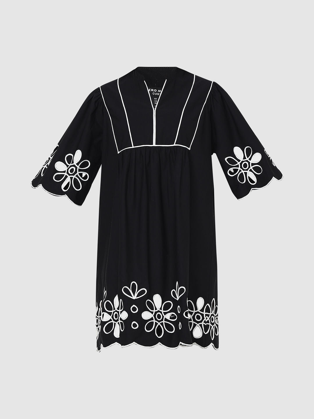 Curve Black Cutwork Shift Dress